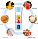 Mini Liquidificador Portátil Recarregável Com 6 Lâminas 380ML Cabo USB